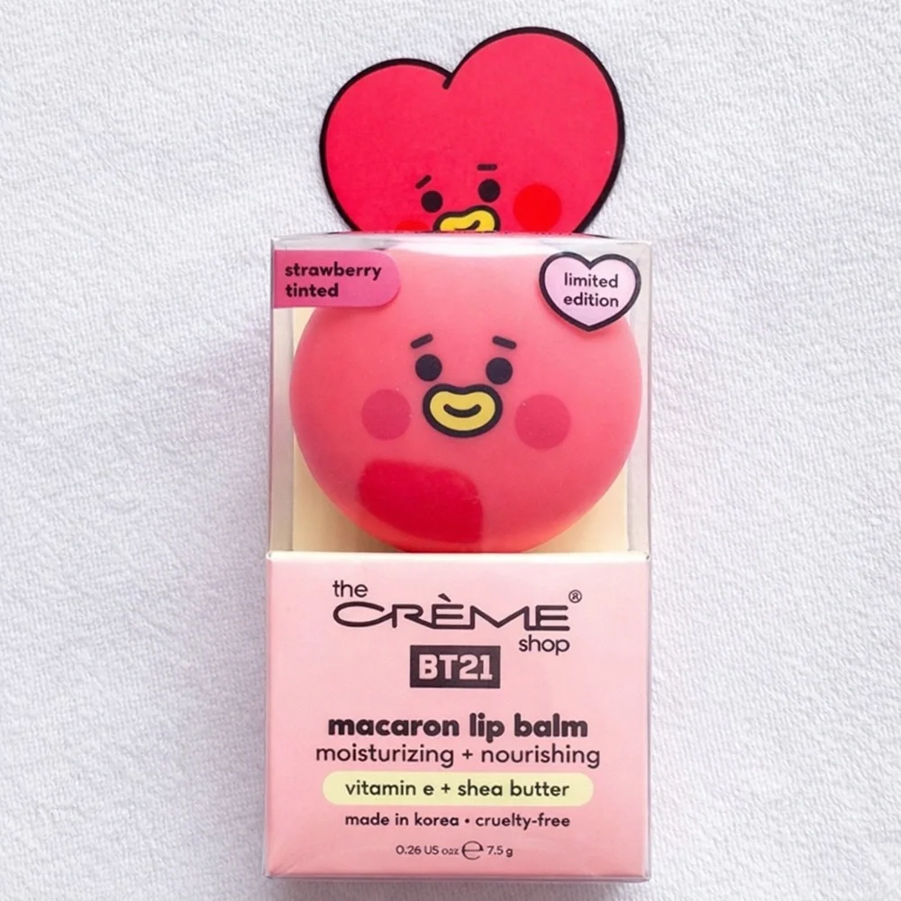 THE CREME SHOP BT21 TATA Macaron Lip Balm - Strawberry LIMITED EDITION
